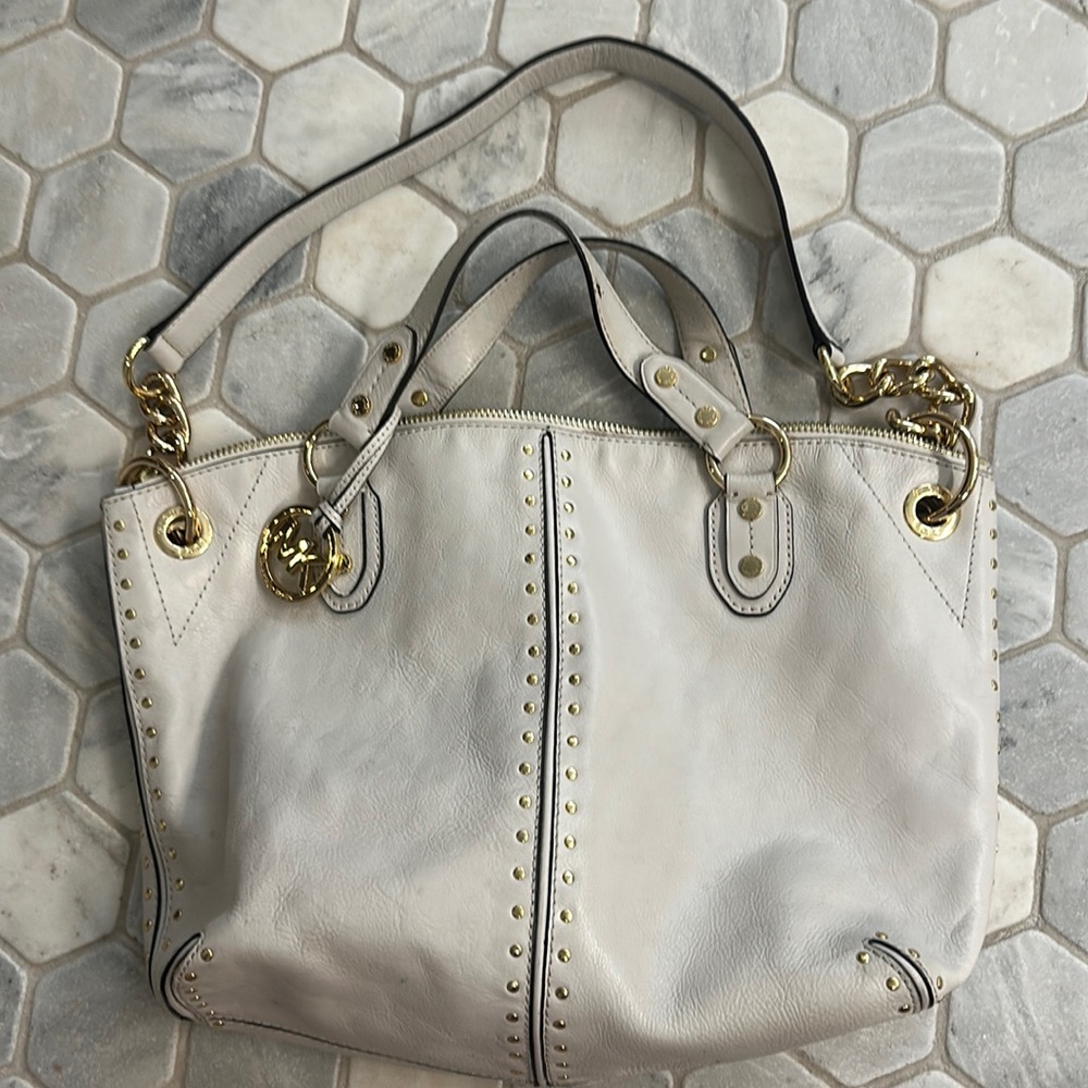 Michael Kors, white and gold, leather purse